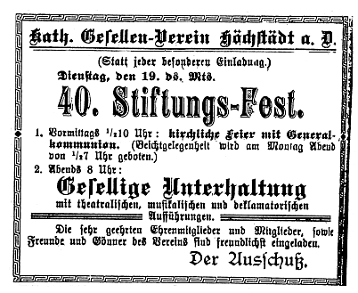 Zeitungsausschnitt vom 23.03.1907 aus der Höchstädter Zeitung