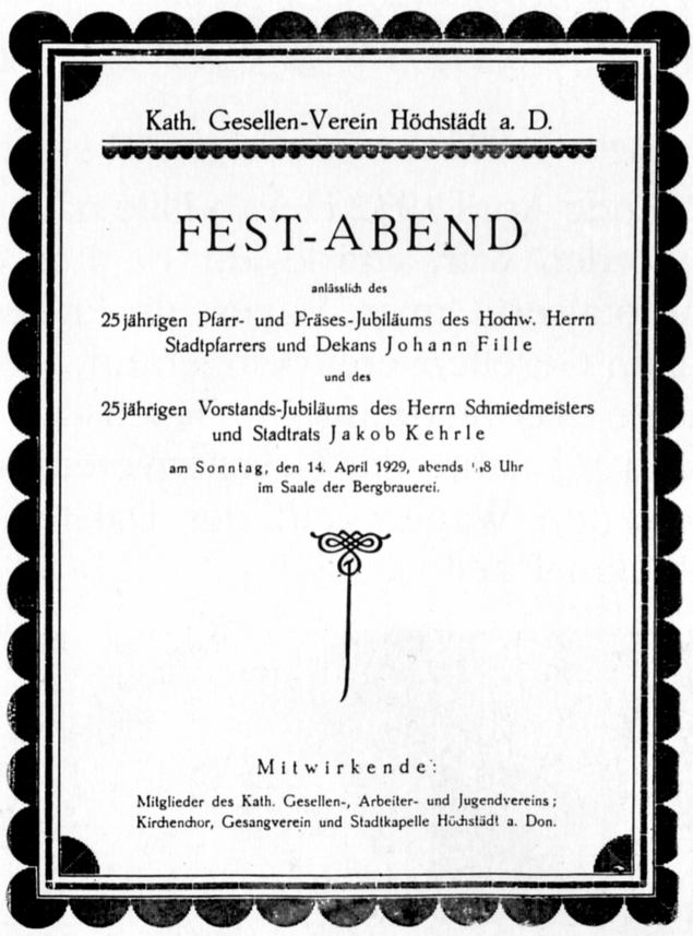 Einladung zum Festabend am 14.04.1929